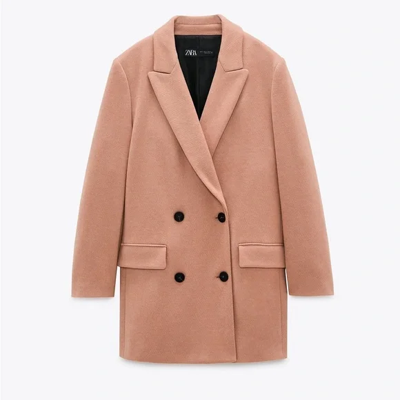 💫HP‼️💫 NWT ZARA Double-Breasted Coat in Pink, Size Medium - Picture 5 of 8